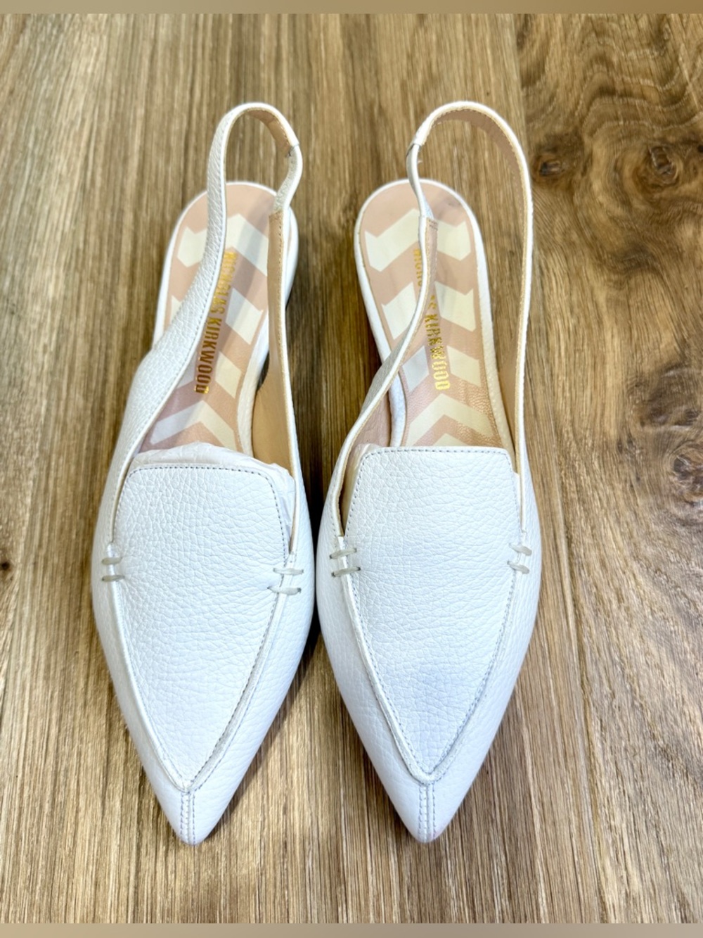 Nicholas Kirkwood White Leather Slingback Flats Pointed Toe Size 36.5 - Picture 3 of 7
